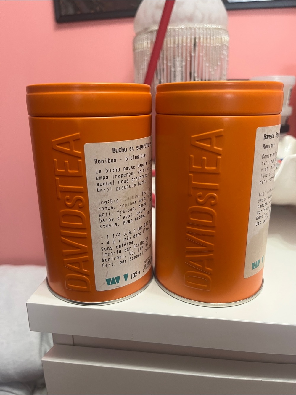 David’s tea tins - Orange - set of 2